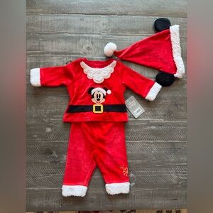 Mickey Mouse Christmas Outfit with Santa Hat 3-6M